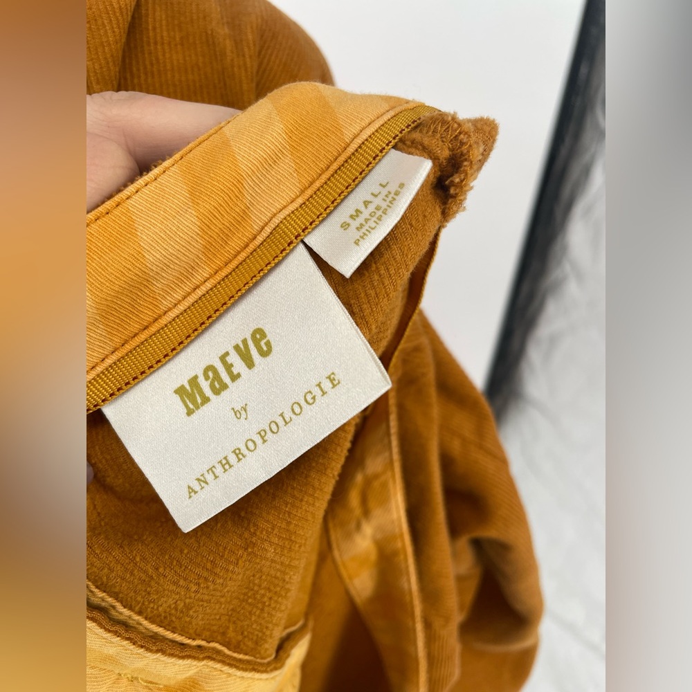 Anthropologie Mustard Corduroy Peasant Blouse - Picture 9 of 11